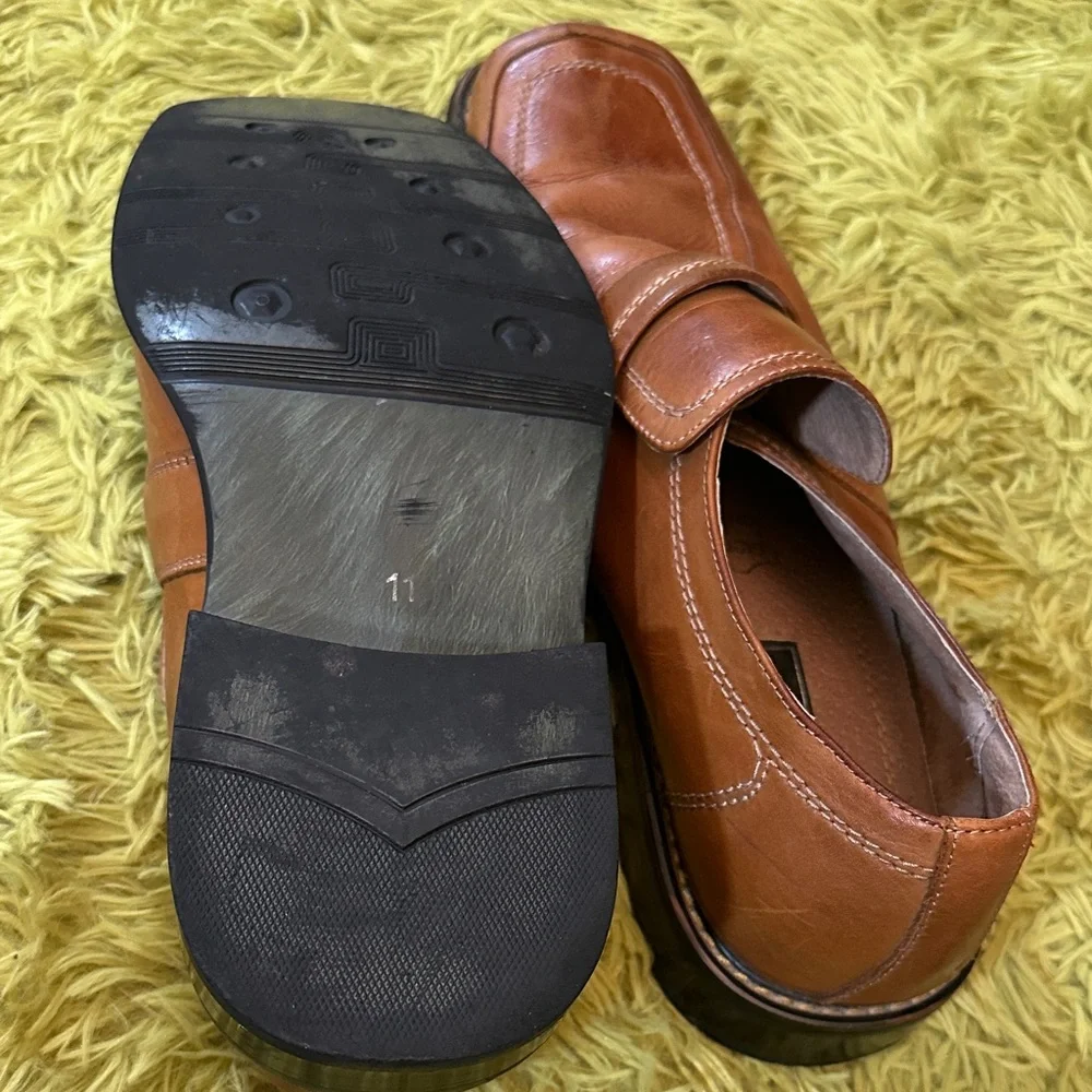 Brown Leather Slip-On Loafers Men’s Classic Dress Casual Shoes Size 11
